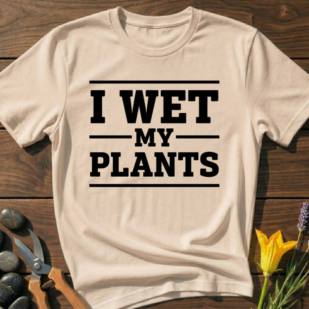 I Wet My Plants T-Shirt - botanical nature graphic t-shirt, minimalist design, unisex tee for Nature Lovers, Garnder, Farmer, Plant Lovers