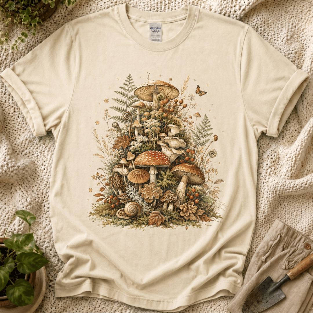 Quiet Forest Mushroom Gathering T-Shirt