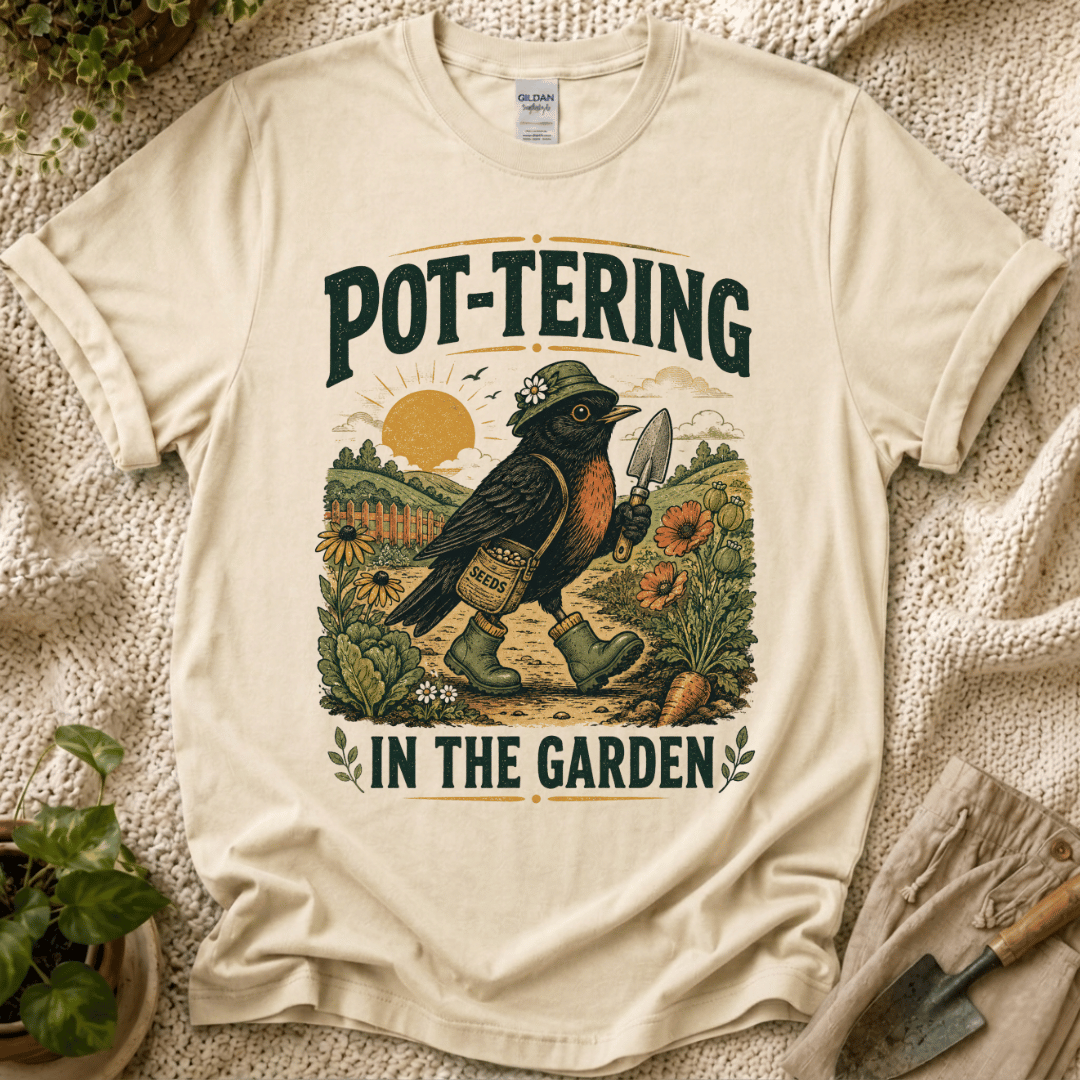 Pottering in the Garden Bird T-Shirt by Zen & Zucchinis Slow Garden Club