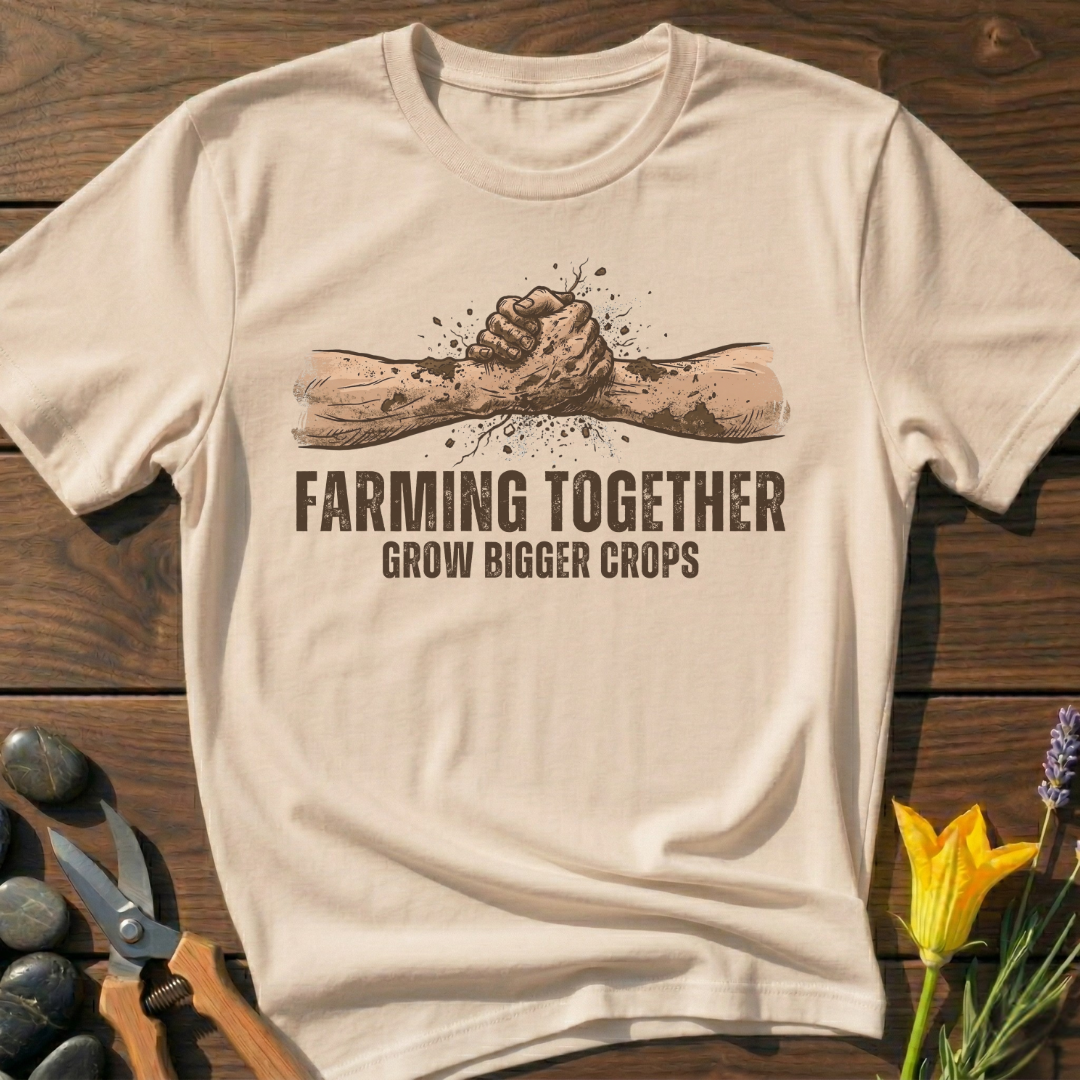 Farming Together T-Shirt - botanical nature graphic t-shirt, minimalist design, unisex tee”
