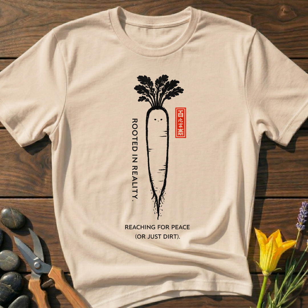 Rooted in Reality T-Shirt - botanical nature graphic t-shirt, minimalist design, unisex tee for Nature Lovers, Garnder, Farmer, Plant Lovers