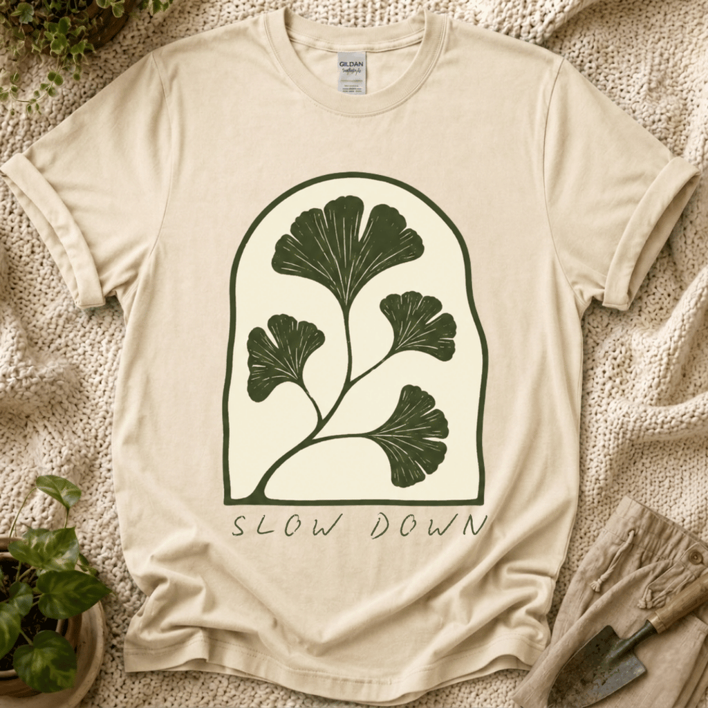 Slow Down Ginkgo T-Shirt by Zen & Zucchinis Slow Garden Club