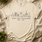 Plant. Dogs. Slow Mornings Lover T-Shirt by Zen & Zucchinis Slow Garden Club