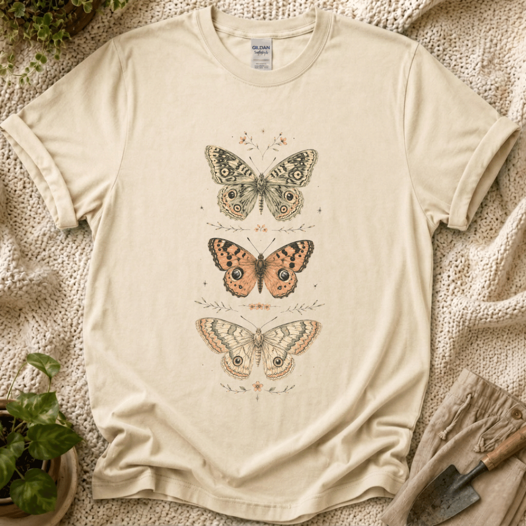 Botanical Butterflies Vintage Nature T-Shirt by Zen & Zucchinis Slow Garden Club