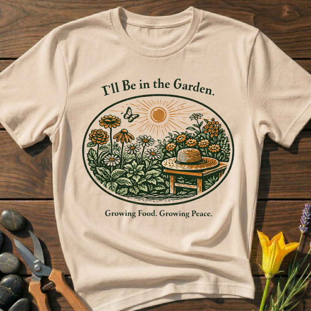 I'll be in the Garden T-Shirt - botanical nature graphic t-shirt, minimalist design, unisex tee for Nature Lovers, Garnder, Farmer, Plant Lovers
