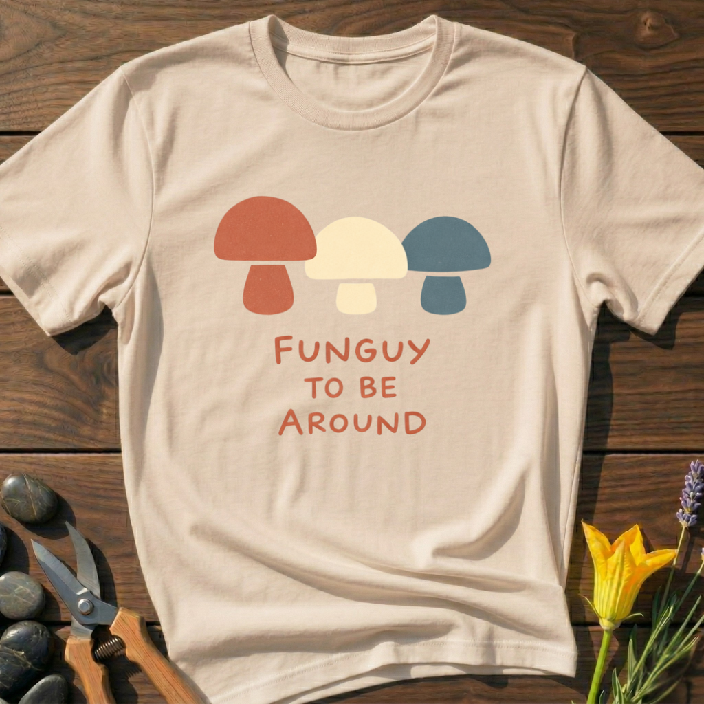 Funguy T-Shirt - botanical nature graphic t-shirt, minimalist design, unisex tee for Nature Lovers, Garnder, Farmer, Plant Lovers