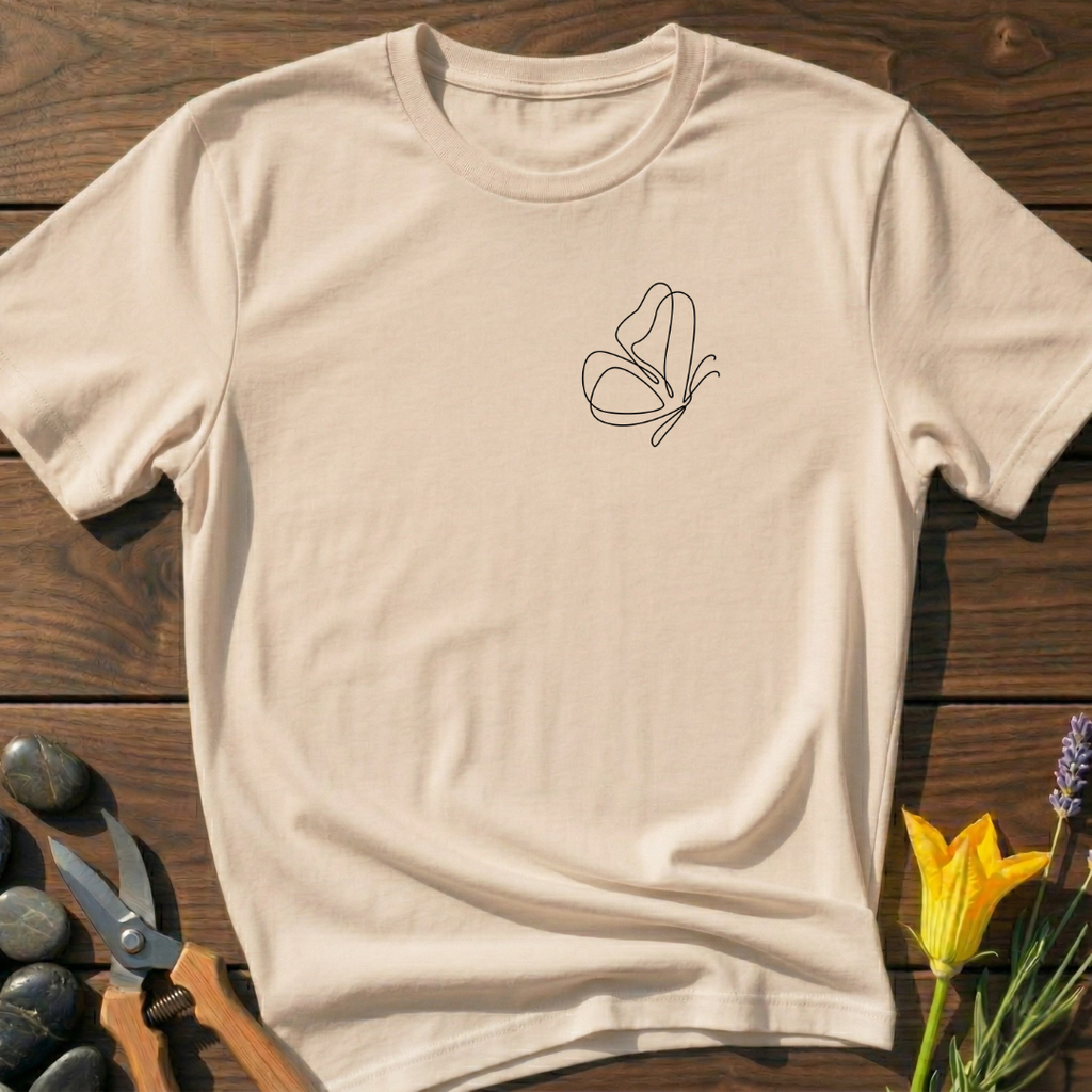 Butterfly Love T-Shirt - botanical nature graphic t-shirt, minimalist design, unisex tee for Nature Lovers, Garnder, Farmer, Plant Lovers