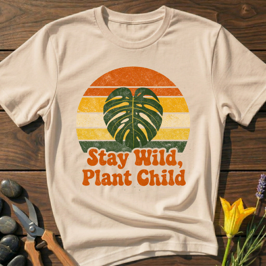 Stay Wild Plant Child T-Shirt - botanical nature graphic t-shirt, minimalist design, unisex tee for Nature Lovers, Garnder, Farmer, Plant Lovers