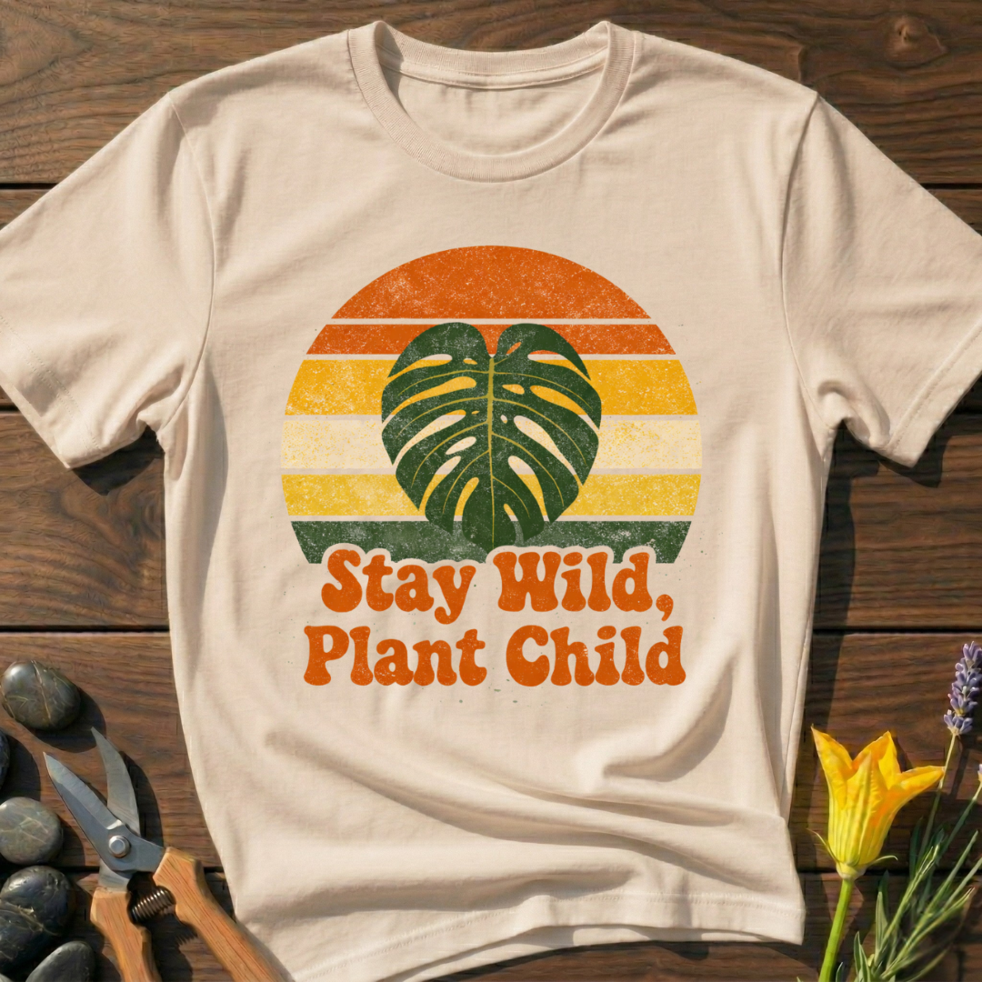 Stay Wild Plant Child T-Shirt - botanical nature graphic t-shirt, minimalist design, unisex tee for Nature Lovers, Garnder, Farmer, Plant Lovers