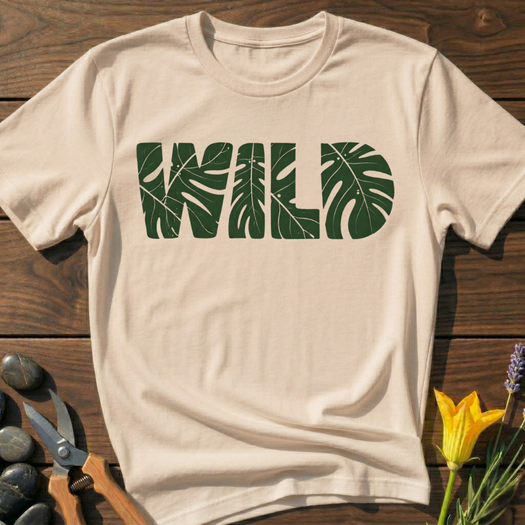 WILD T-Shirt - botanical nature graphic t-shirt, minimalist design, unisex tee for Nature Lovers, Garnder, Farmer, Plant Lovers