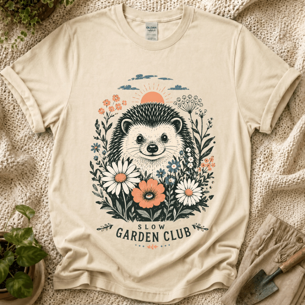 Hedgehog Garden Sunset T-Shirt