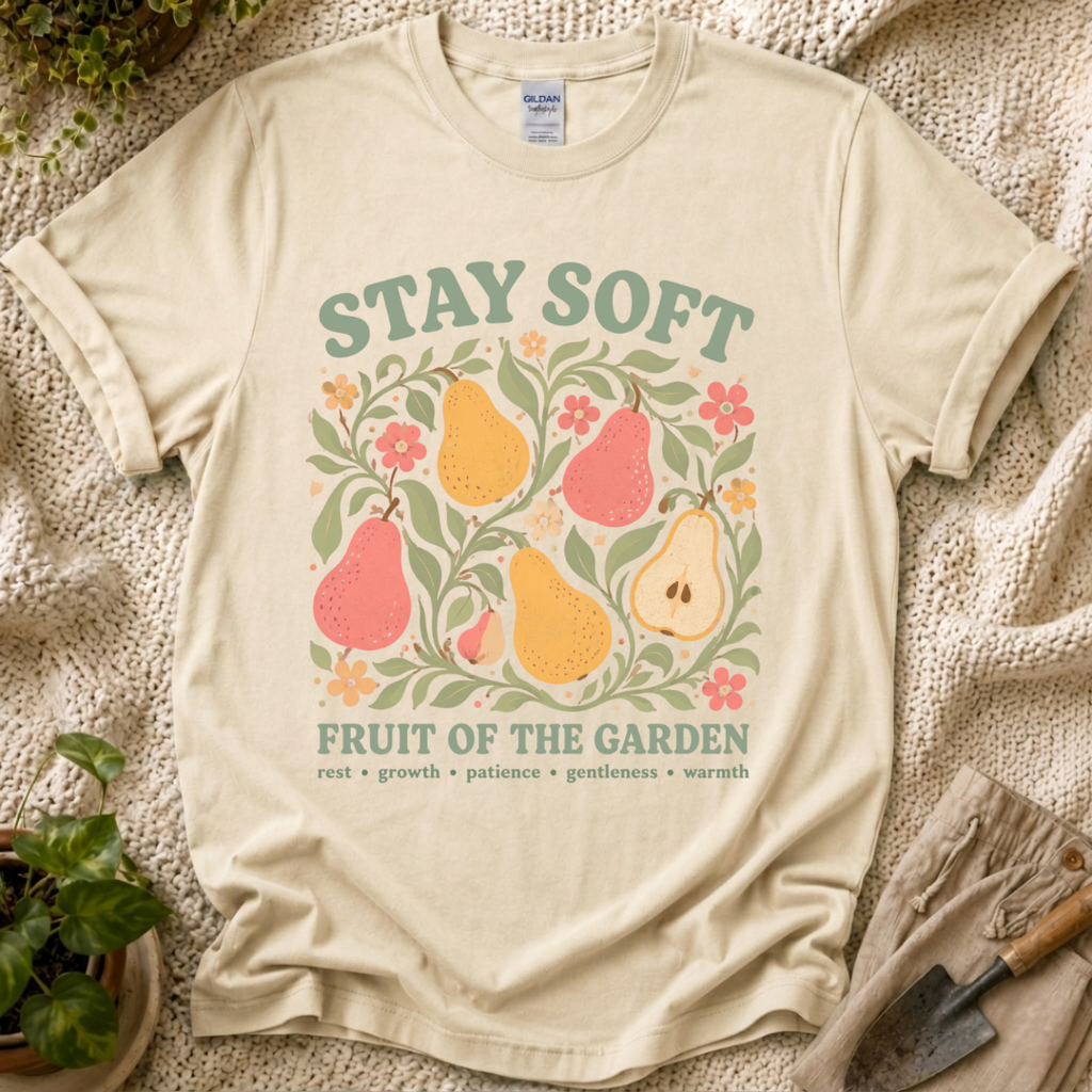 Stay Soft Fruit of the Garden Cottage T-Shirt by Zen & Zucchinis Slow Garden Club