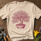 Red Bonsai T-Shirt - botanical nature graphic t-shirt, minimalist design, unisex tee for Nature Lovers, Garnder, Farmer, Plant Lovers