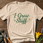 I Grow Stuff T-Shirt - botanical nature graphic t-shirt, minimalist design, unisex tee for Nature Lovers, Garnder, Farmer, Plant Lovers
