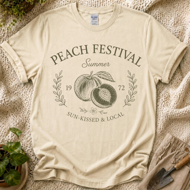 Peach Festival Summer Garden T-Shirt by Zen & Zucchinis Slow Garden Club