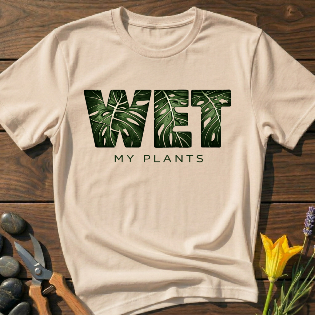 WET My Plants T-Shirt - botanical nature graphic t-shirt, minimalist design, unisex tee for Nature Lovers, Garnder, Farmer, Plant Lovers