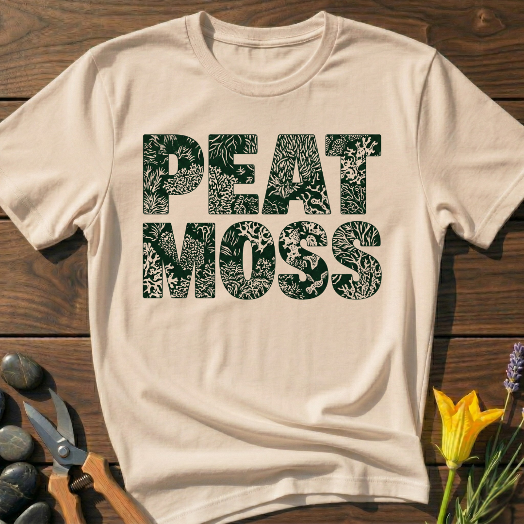 PEAT MOSS T-Shirt - botanical nature graphic t-shirt, minimalist design, unisex tee for Nature Lovers, Garnder, Farmer, Plant Lovers