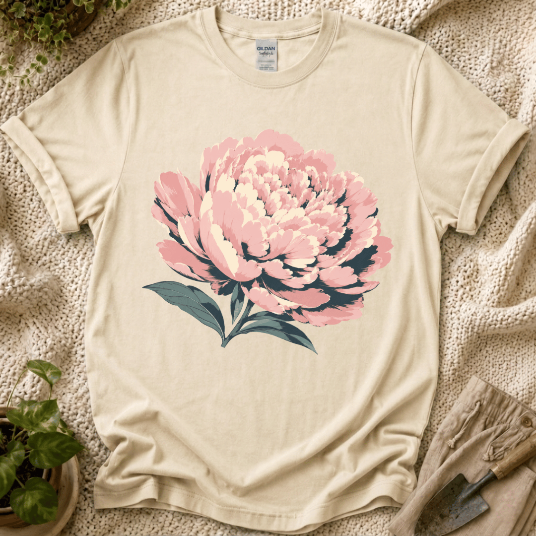 Blush Peony Flower Bloom T-Shirt by Zen & Zucchinis Slow Garden Club