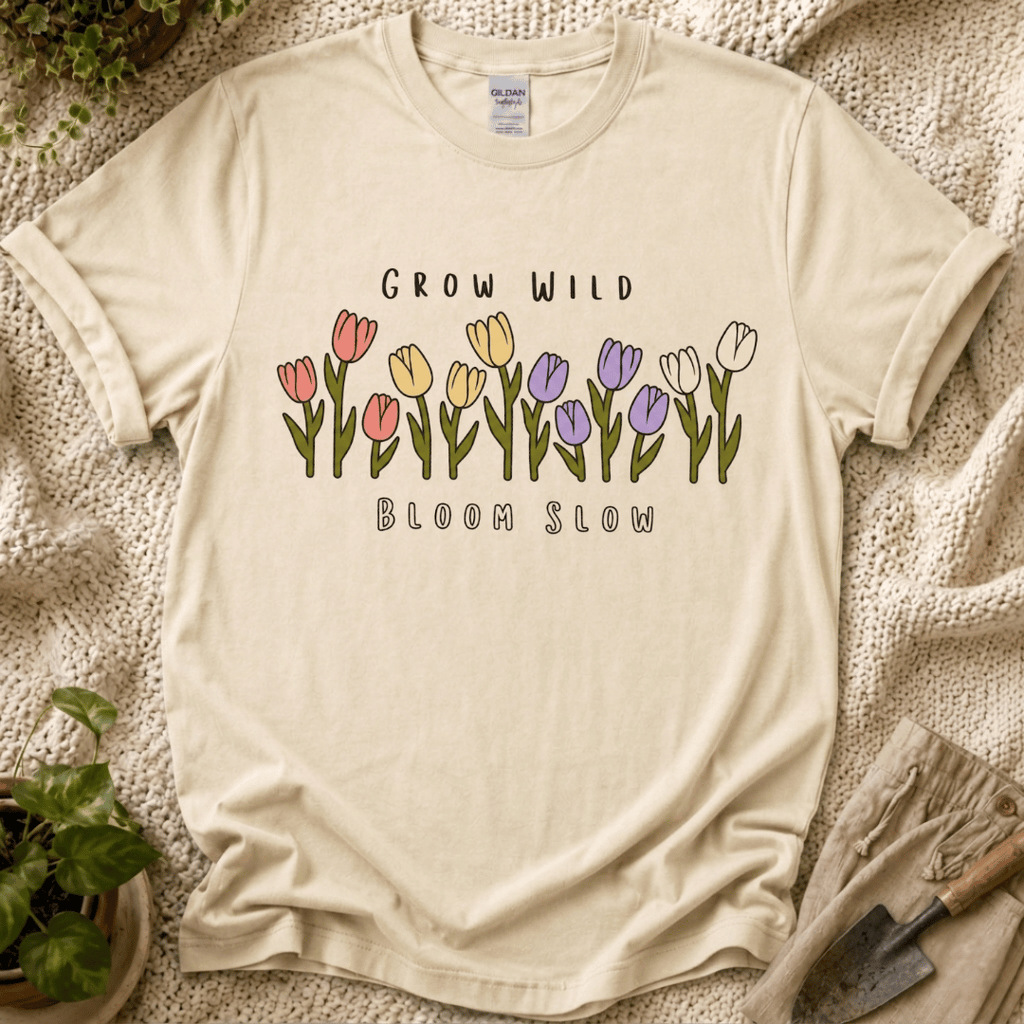 Grow Wild Bloom Slow Flower T-Shirt by Zen & Zucchinis Slow Garden Club
