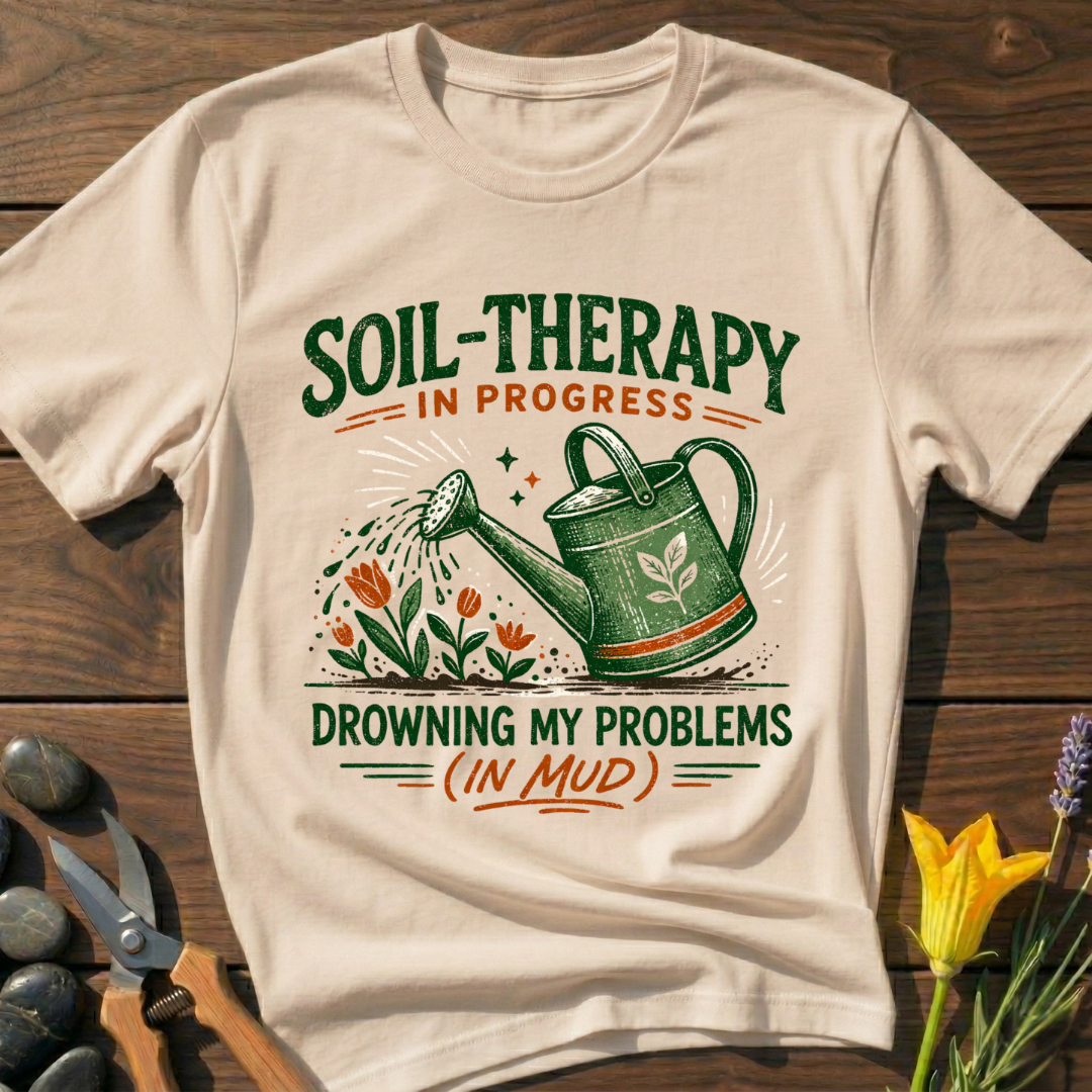 Soil-Therapy T-Shirt - botanical nature graphic t-shirt, minimalist design, unisex tee for Nature Lovers, Garnder, Farmer, Plant Lovers