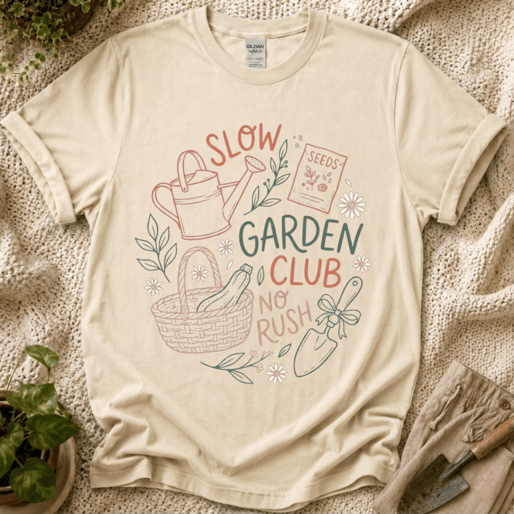 Slow Garden Club No Rush T-Shirt by Zen & Zucchinis Slow Garden Club