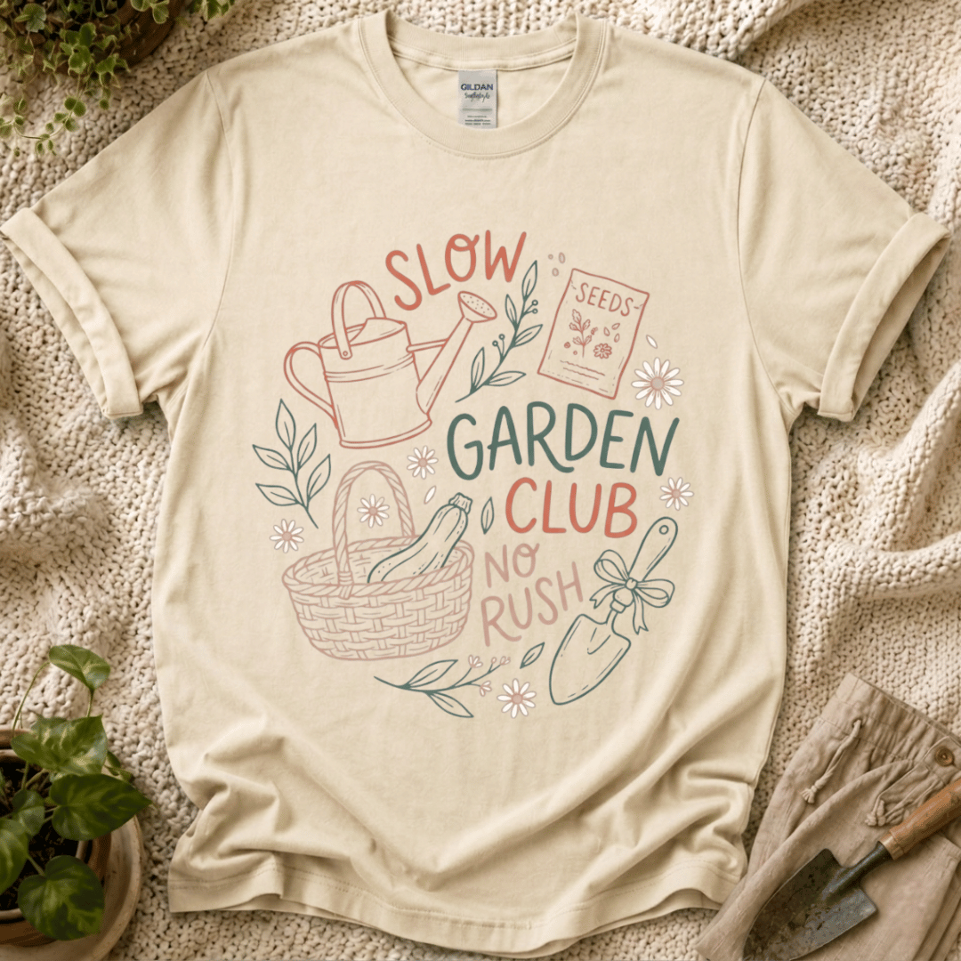Slow Garden Club No Rush T-Shirt by Zen & Zucchinis Slow Garden Club