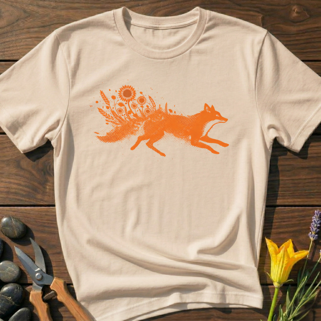 Blooming Fox T-Shirt - botanical nature graphic t-shirt, minimalist design, unisex tee”