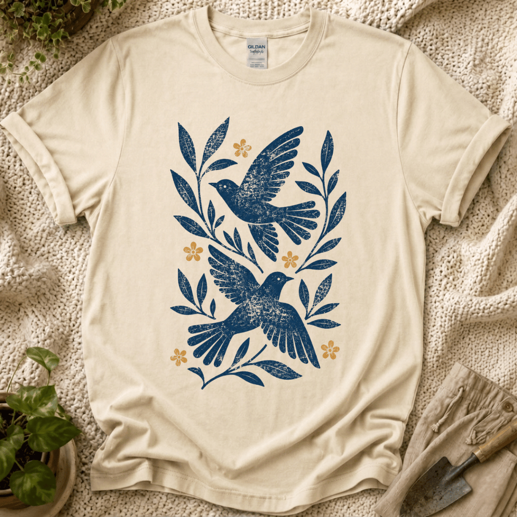 Botanical Birds T-Shirt by Zen & Zucchinis Slow Garden Club