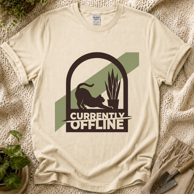 Currently Offline Cat T-Shirt - Zen & Zucchinis garden graphic tee