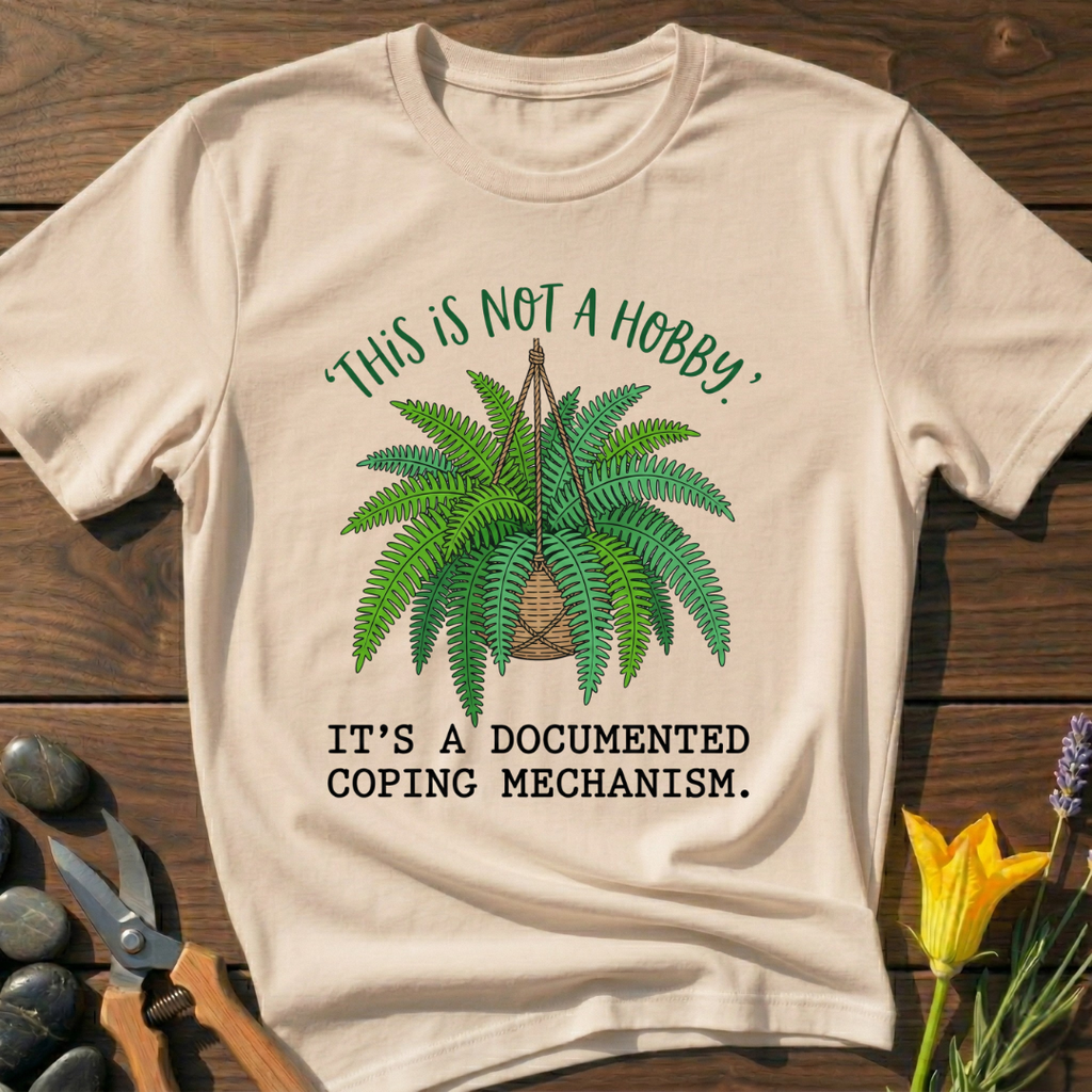 Coping Mechanism T-Shirt - botanical nature graphic t-shirt, minimalist design, unisex tee for Nature Lovers, Garnder, Farmer, Plant Lovers