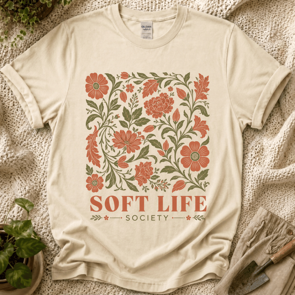 Soft Life Society Red Flower T-Shirt by Zen & Zucchinis Slow Garden Club