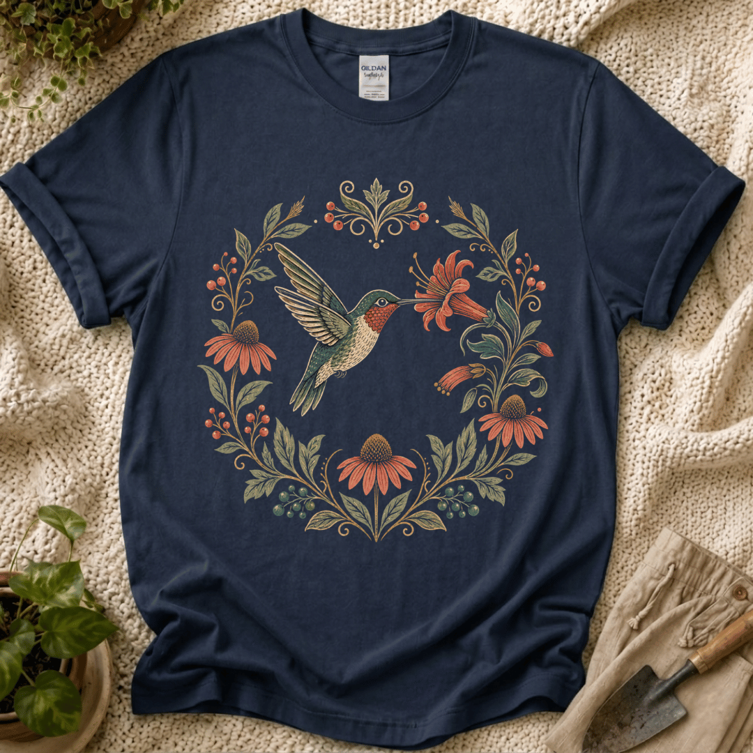 Hummingbird Flower Cirle T-Shirt