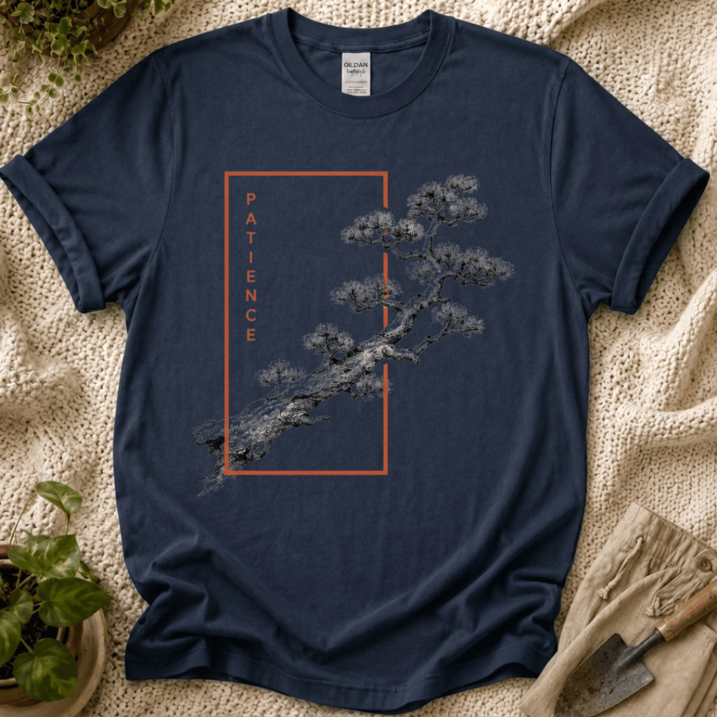 Patience Japanese Bonsai T-Shirt by Zen & Zucchinis Slow Garden Club
