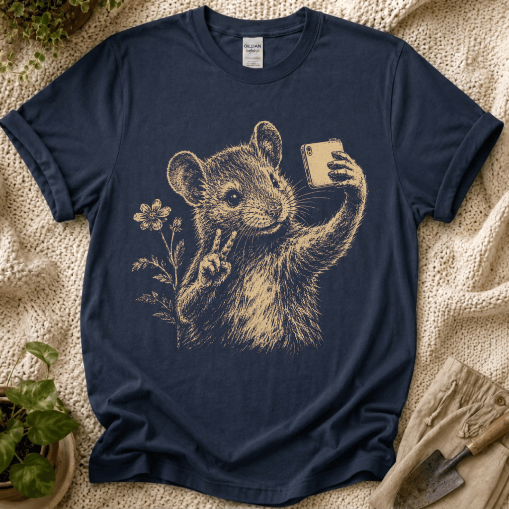 Peace Mouse Garden Selfie T-Shirt by Zen & Zucchinis Slow Garden Club