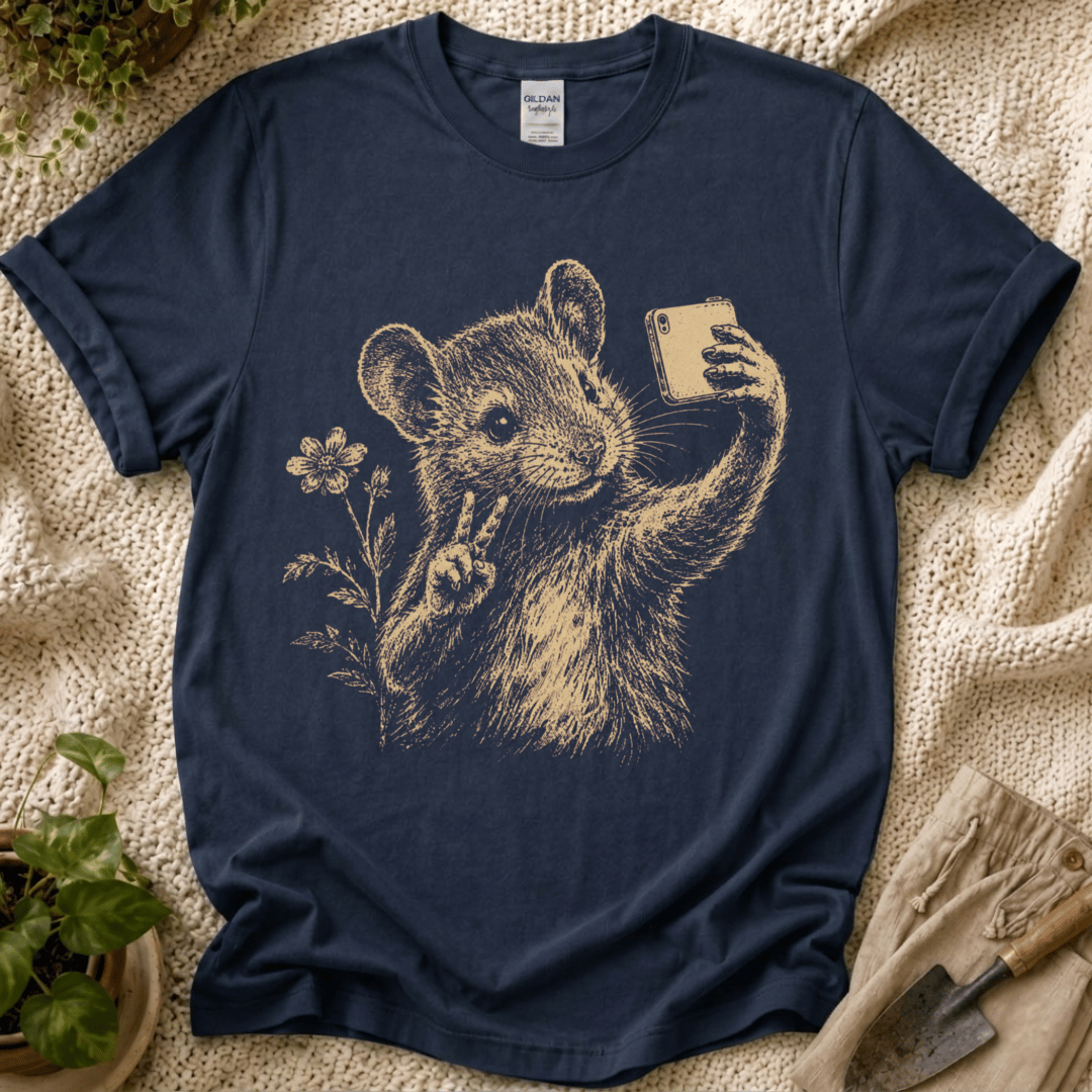 Peace Mouse Garden Selfie T-Shirt by Zen & Zucchinis Slow Garden Club