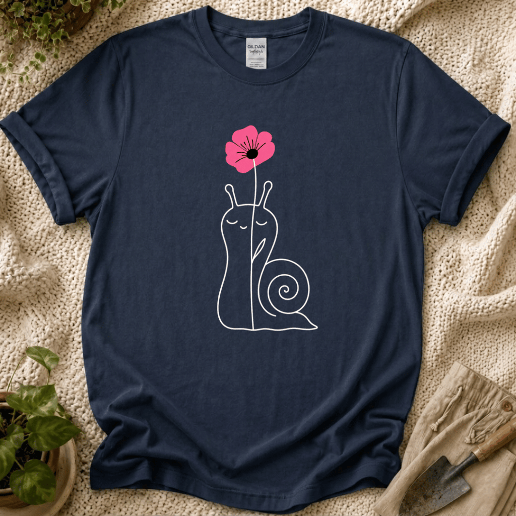 Snail with Flower T-Shirt by Zen & Zucchinis Slow Garden Club