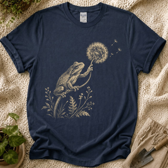 Frog with Dandelion Wish T-Shirt by Zen & Zucchinis Slow Garden Club