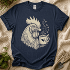 Morning Rooster Coffee Cup T-Shirt by Zen & Zucchinis Slow Garden Club