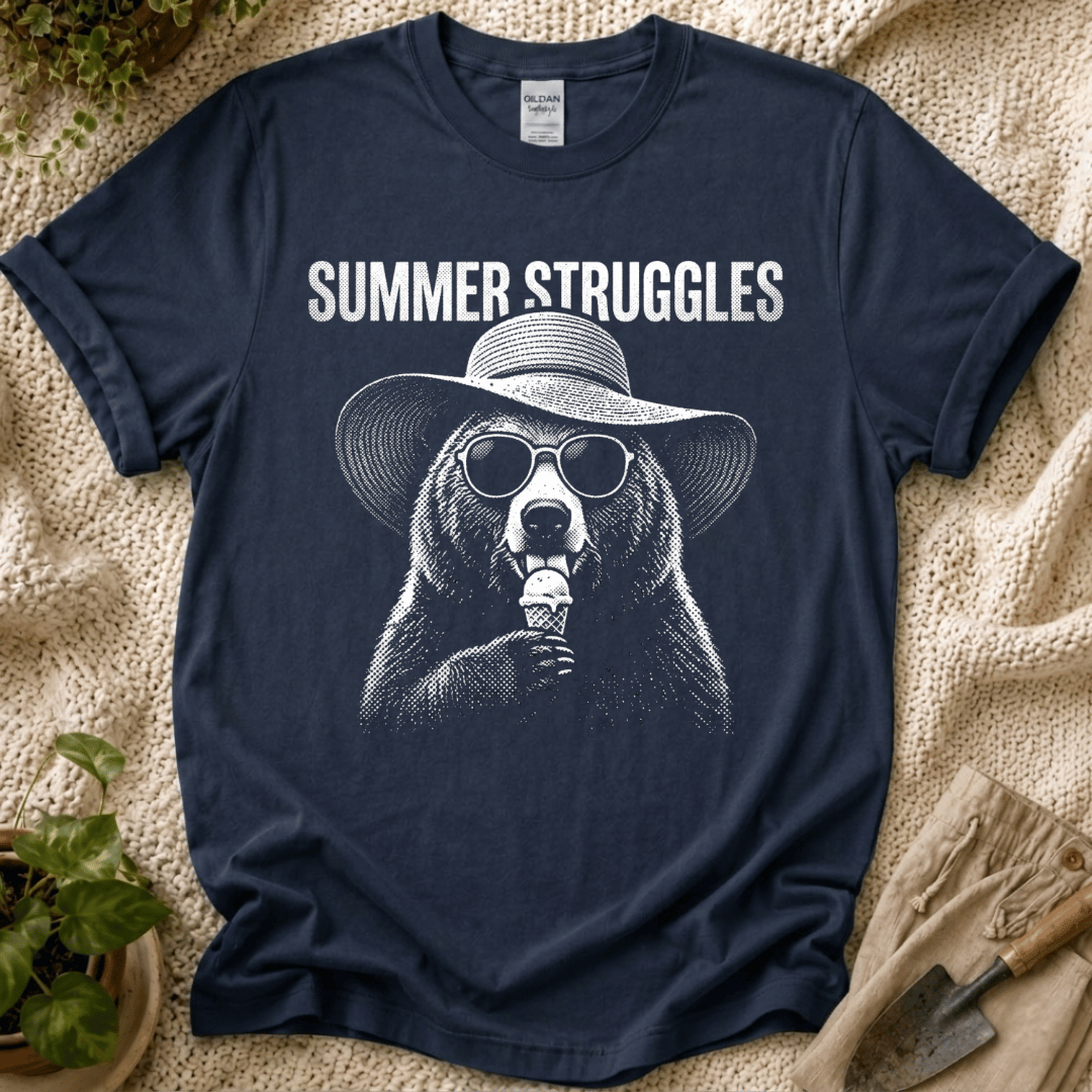 Summer Bear Garden Struggles T-Shirt by Zen & Zucchinis Slow Garden Club