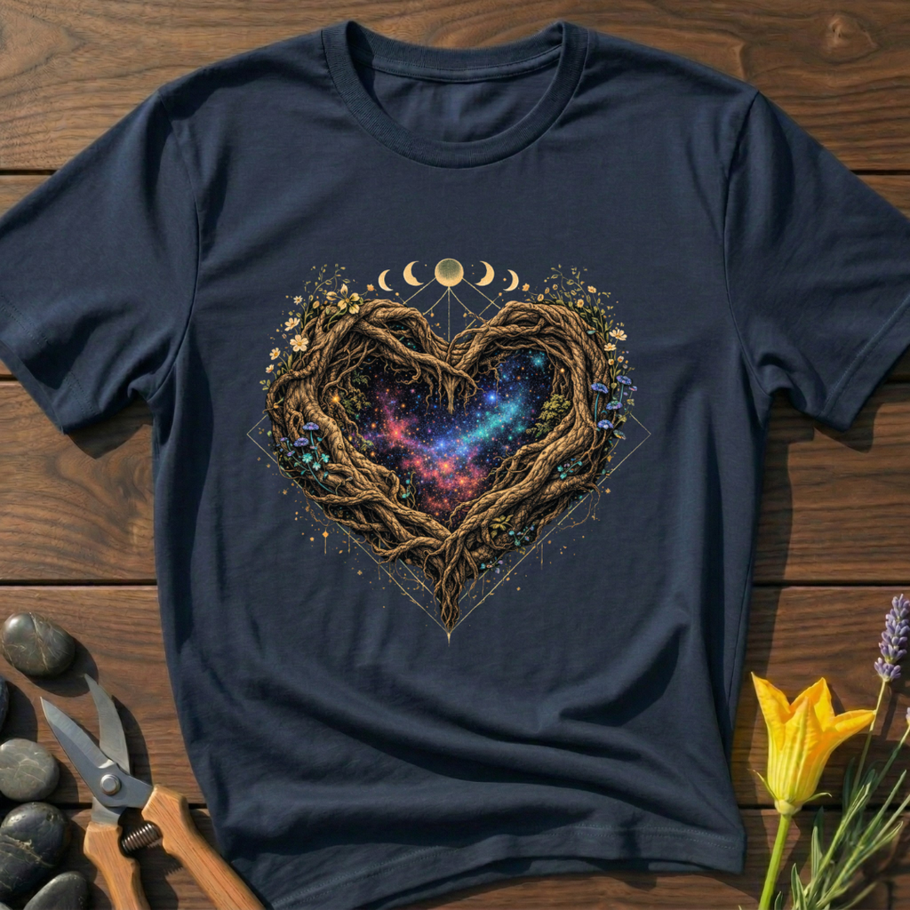 Cosmic Roots T-Shirt - botanical nature graphic t-shirt, minimalist design, unisex tee for Nature Lovers, Garnder, Farmer, Plant Lovers