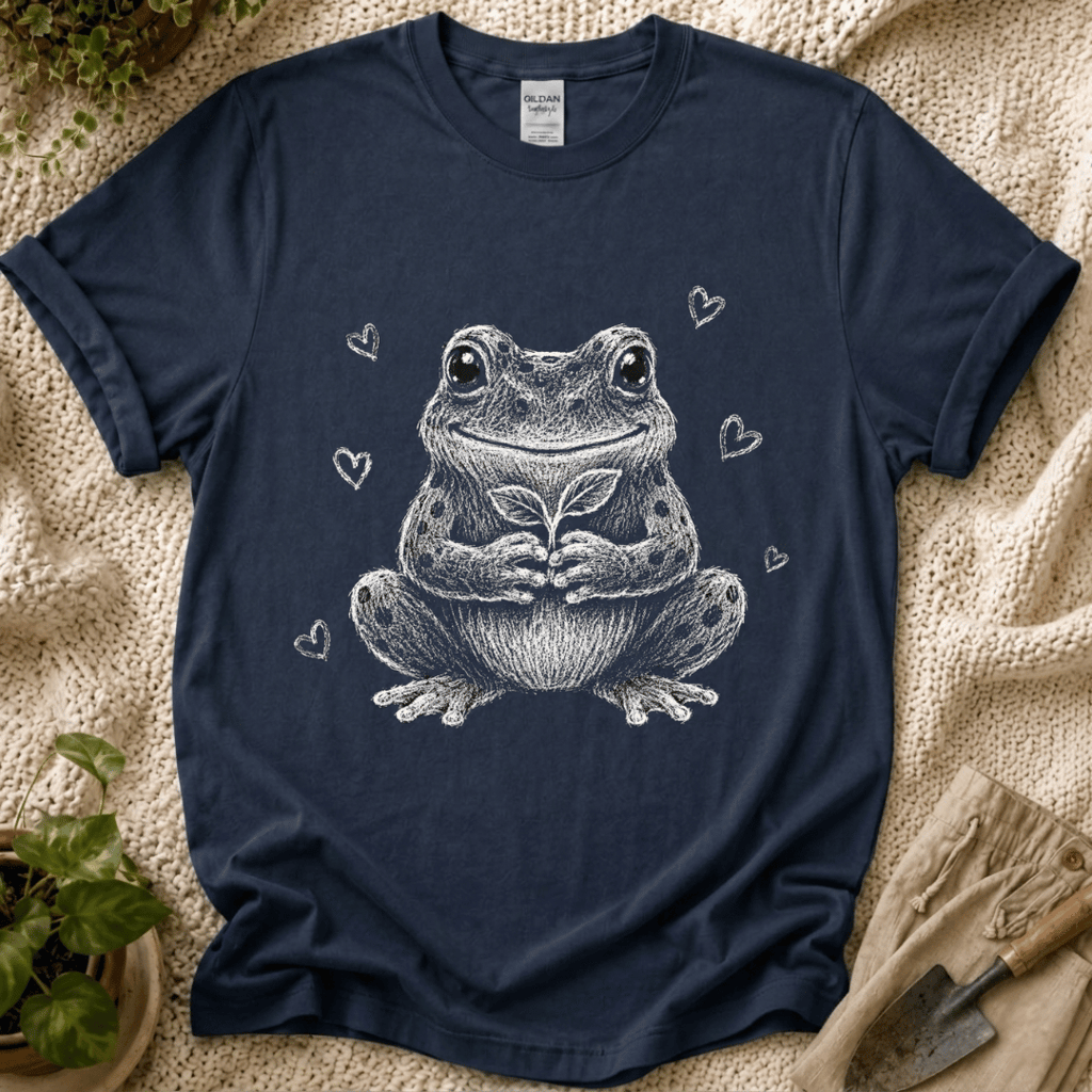 Cute Frog Plant Lover T-Shirt by Zen & Zucchinis Slow Garden Club