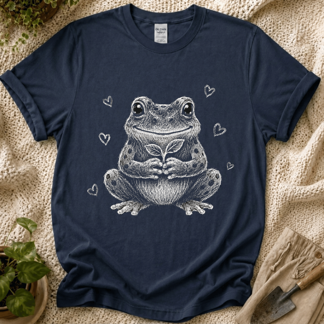 Cute Frog Plant Lover T-Shirt by Zen & Zucchinis Slow Garden Club