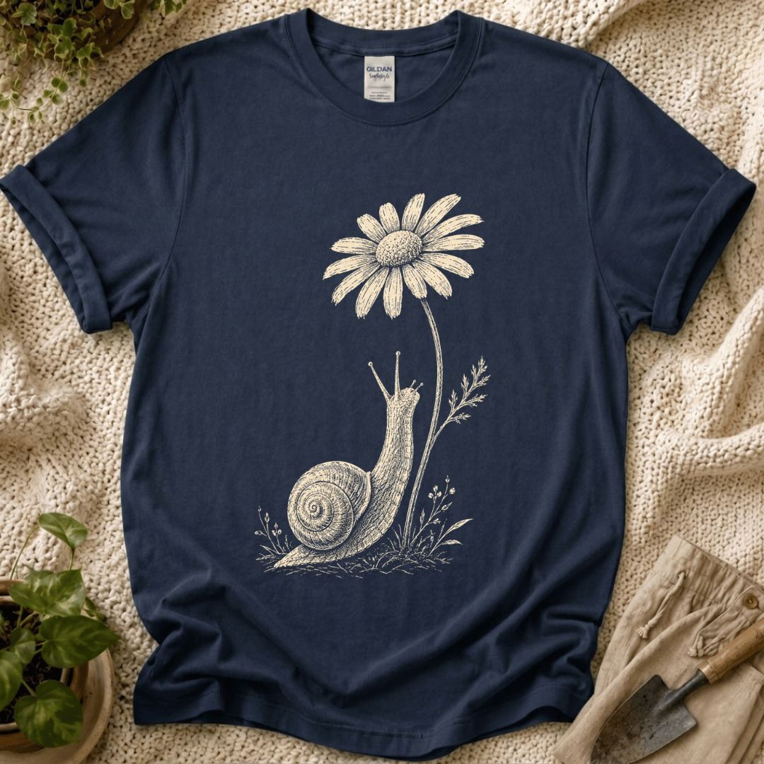 Slow Snail Flower Garden T-Shirt by Zen & Zucchinis Slow Garden Club