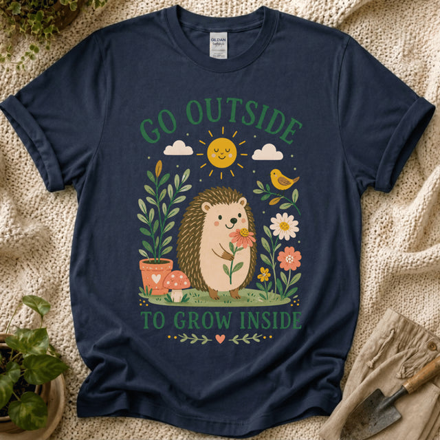 Go Outside To Grow Inside T-Shirt - Zen & Zucchinis garden graphic tee