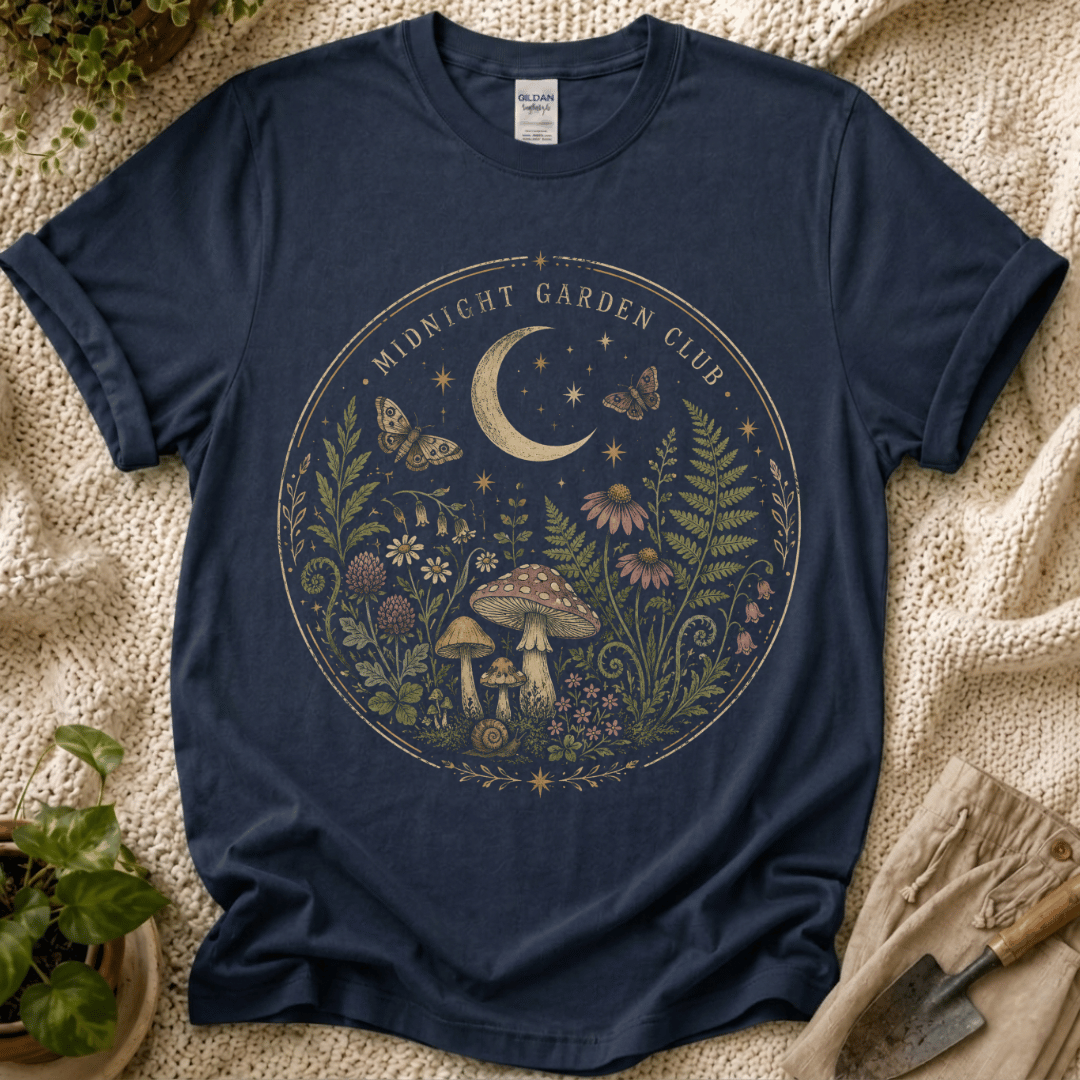 Midnight Garden Club T-Shirt - Zen & Zucchinis garden graphic tee