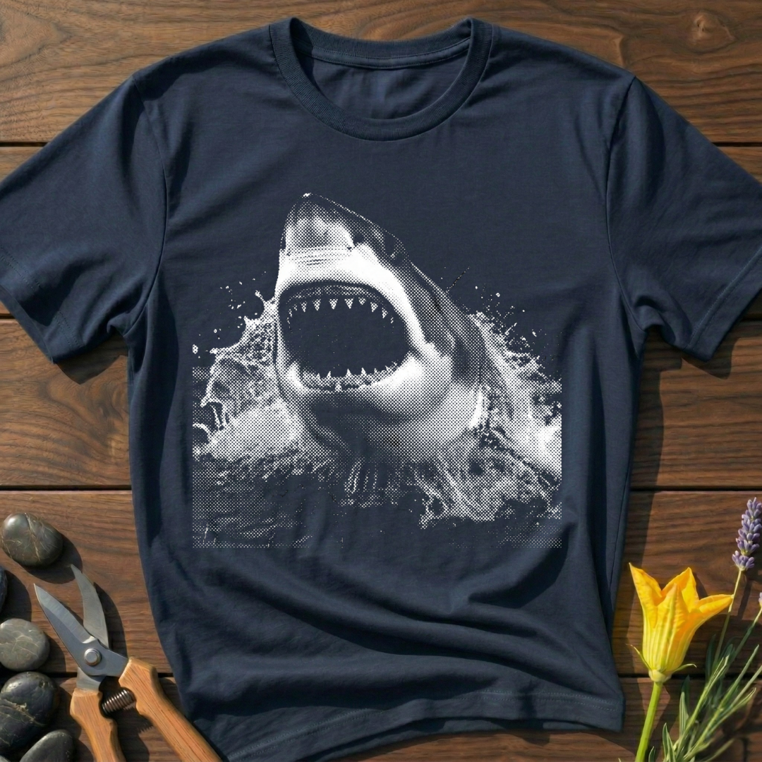 Shark Attack T-Shirt - botanical nature graphic t-shirt, minimalist design, unisex tee for Nature Lovers, Garnder, Farmer, Plant Lovers