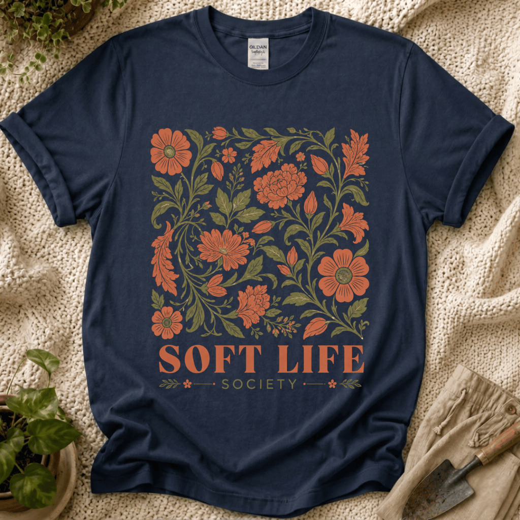 Soft Life Society Red Flower T-Shirt by Zen & Zucchinis Slow Garden Club