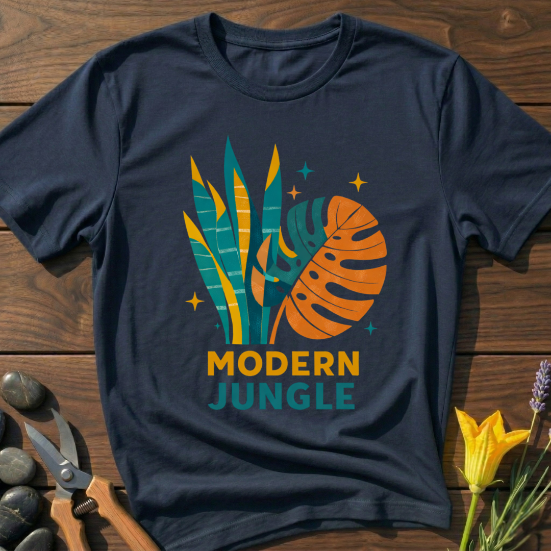 Modern Jungle T-Shirt - botanical nature graphic t-shirt, minimalist design, unisex tee for Nature Lovers, Garnder, Farmer, Plant Lovers