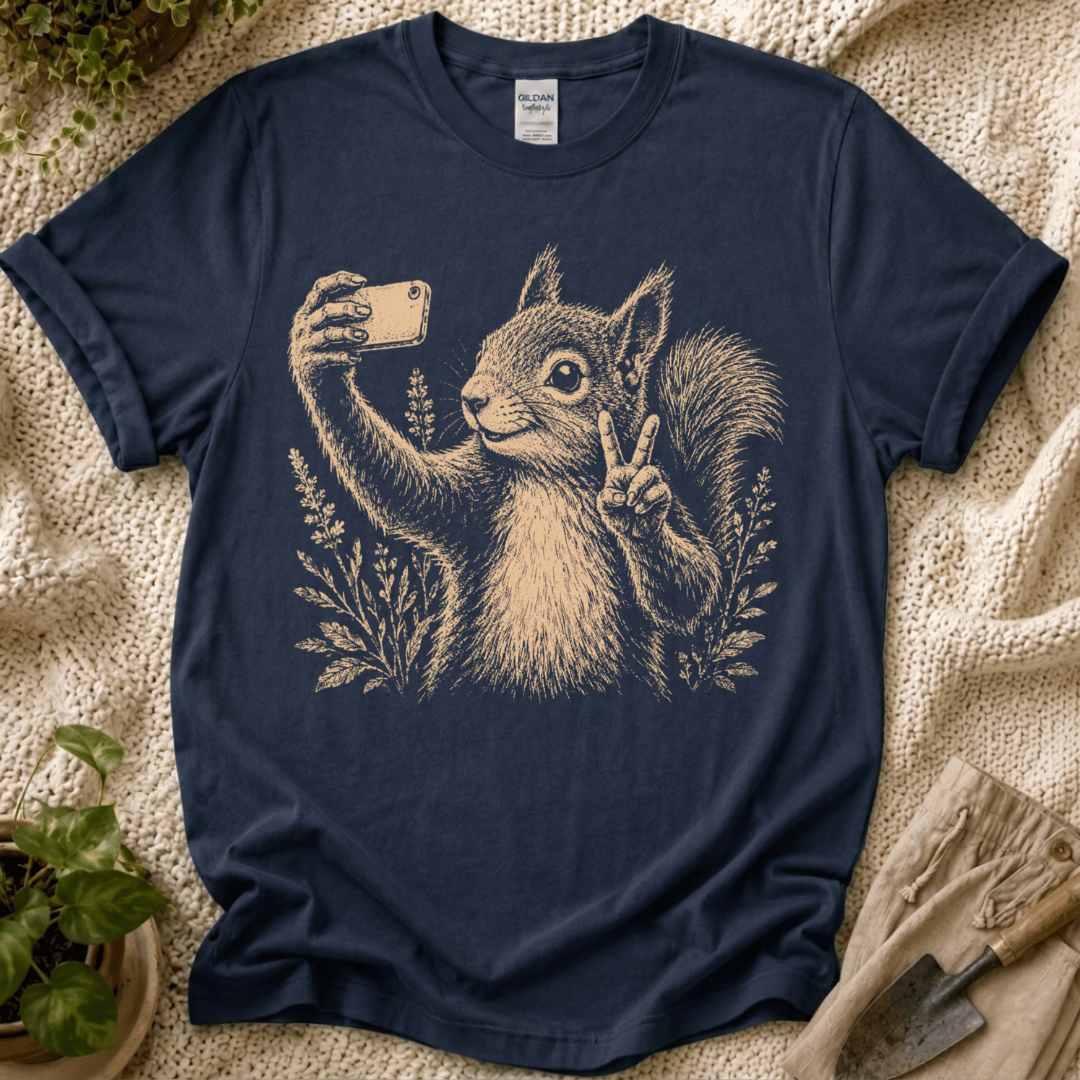 Garden Selfie Squirrel Woodland T-Shirt by Zen & Zucchinis Slow Garden Club