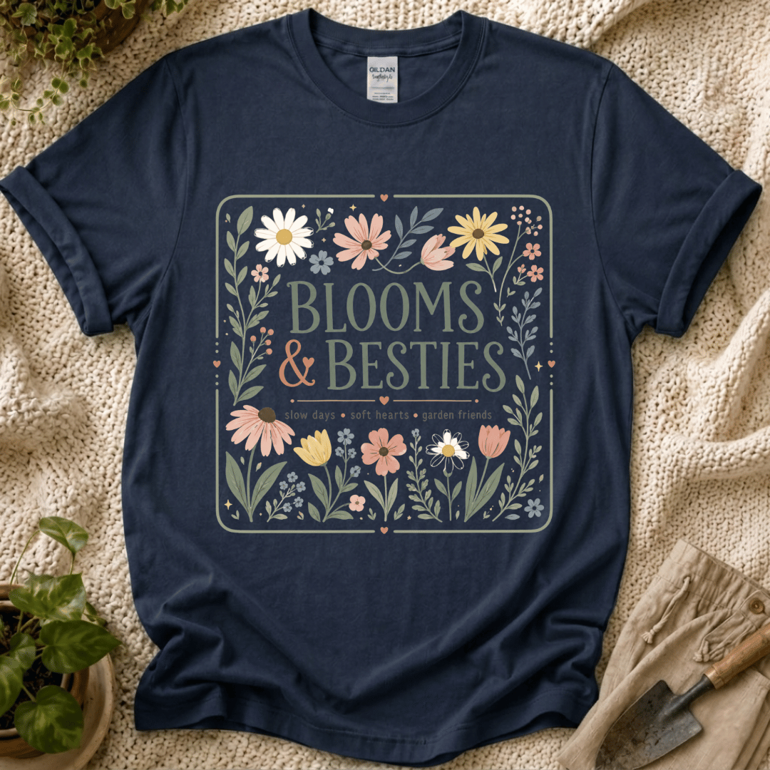Blooms And Besties Garden T-Shirt - Zen & Zucchinis garden graphic tee